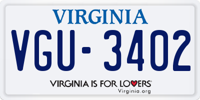 VA license plate VGU3402
