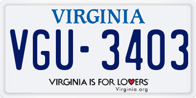 VA license plate VGU3403