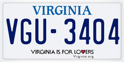 VA license plate VGU3404