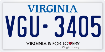 VA license plate VGU3405