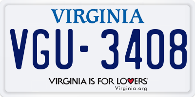 VA license plate VGU3408