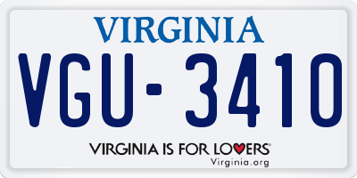 VA license plate VGU3410