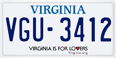 VA license plate VGU3412