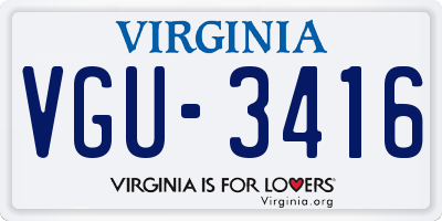 VA license plate VGU3416