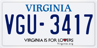 VA license plate VGU3417