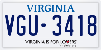VA license plate VGU3418