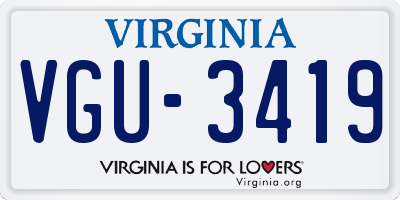 VA license plate VGU3419