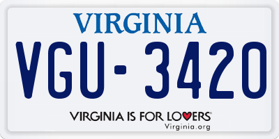 VA license plate VGU3420