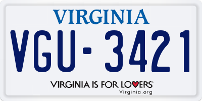 VA license plate VGU3421