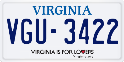 VA license plate VGU3422