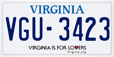 VA license plate VGU3423