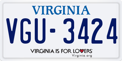 VA license plate VGU3424