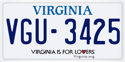 VA license plate VGU3425