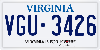 VA license plate VGU3426