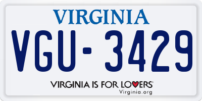 VA license plate VGU3429