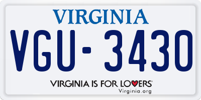 VA license plate VGU3430