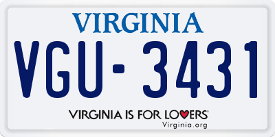 VA license plate VGU3431