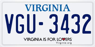 VA license plate VGU3432