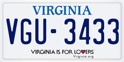 VA license plate VGU3433