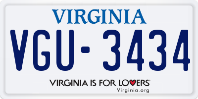 VA license plate VGU3434