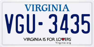 VA license plate VGU3435