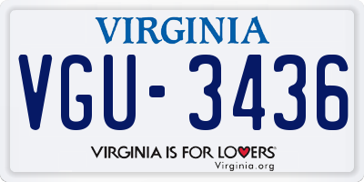 VA license plate VGU3436