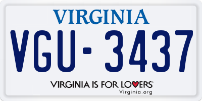 VA license plate VGU3437