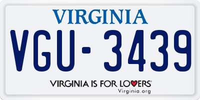VA license plate VGU3439