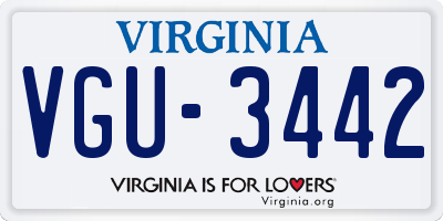 VA license plate VGU3442