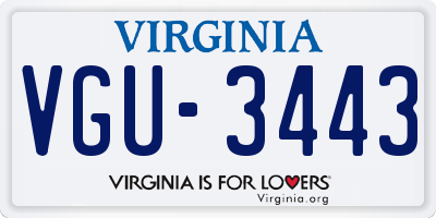 VA license plate VGU3443