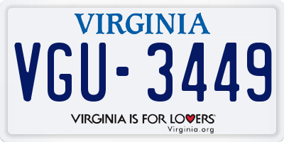 VA license plate VGU3449