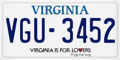 VA license plate VGU3452