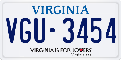 VA license plate VGU3454