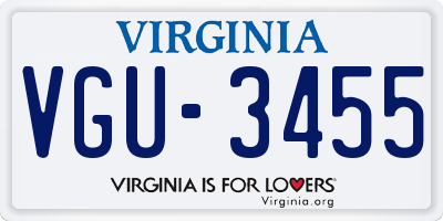 VA license plate VGU3455