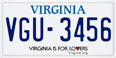VA license plate VGU3456