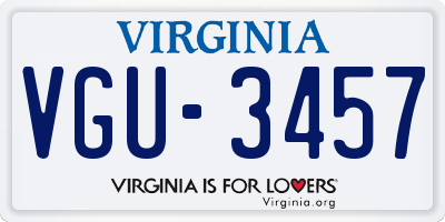 VA license plate VGU3457