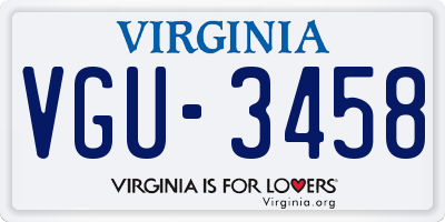 VA license plate VGU3458