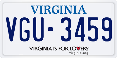 VA license plate VGU3459