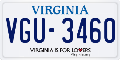 VA license plate VGU3460