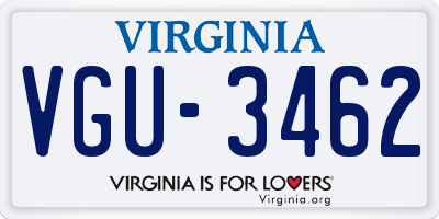 VA license plate VGU3462