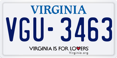 VA license plate VGU3463
