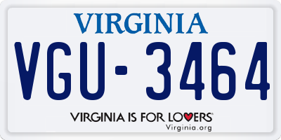 VA license plate VGU3464