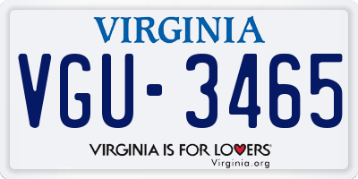 VA license plate VGU3465