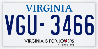 VA license plate VGU3466