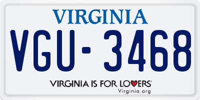 VA license plate VGU3468