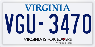 VA license plate VGU3470