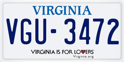VA license plate VGU3472