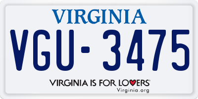 VA license plate VGU3475