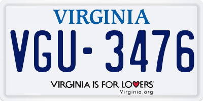 VA license plate VGU3476