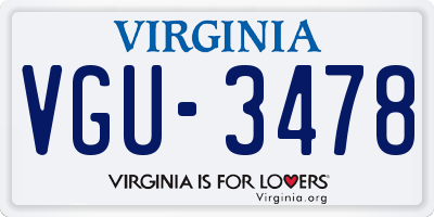 VA license plate VGU3478